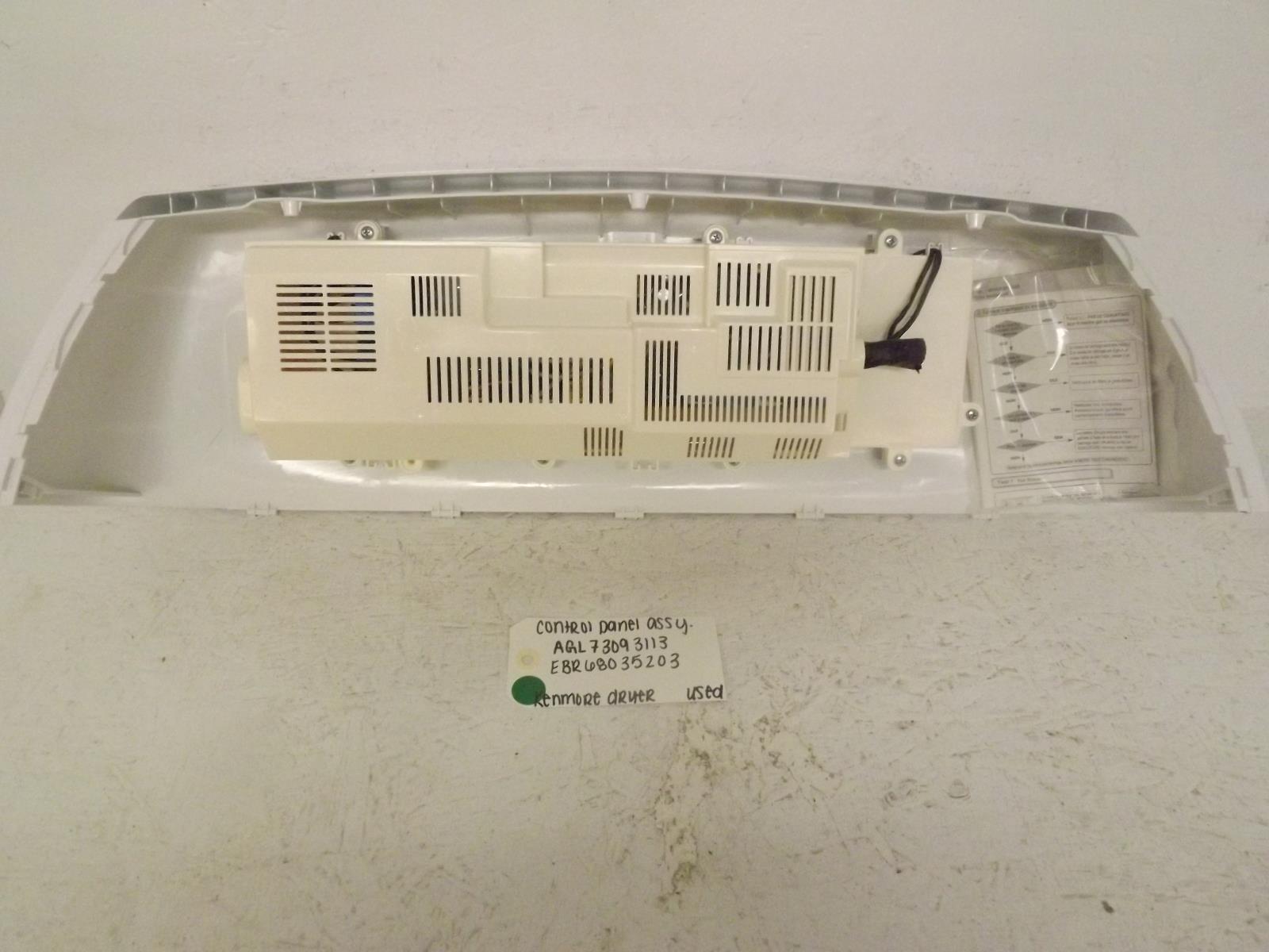 Kenmore Dryer AGL73093113 EBR68035203 Control Panel Assembly Used Kenmore Dryer AGL73093113 EBR68035203 Control Panel Assembly Used